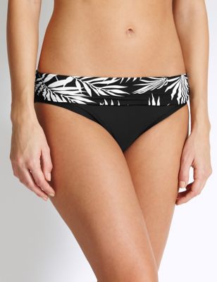 Palm Leaf Print Hipster Bikini Bottoms